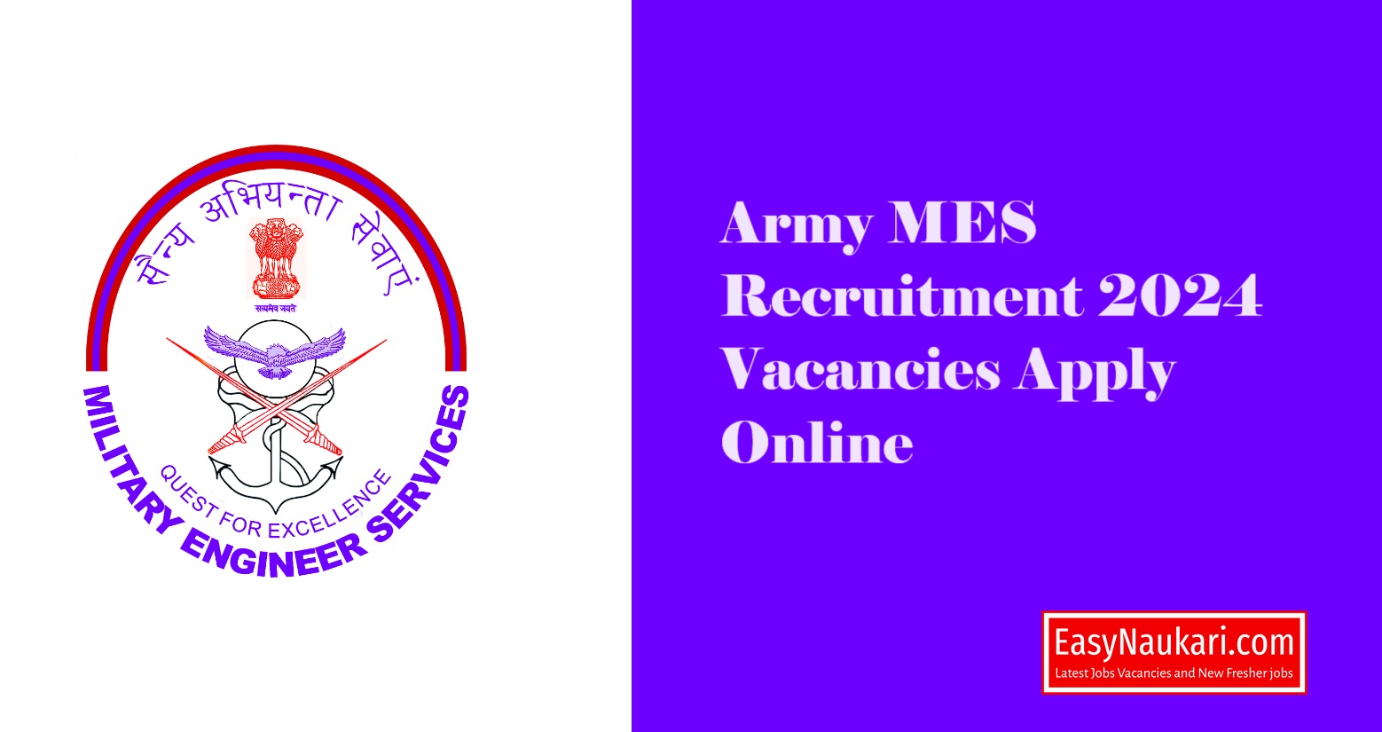 Army MES Recruitment 2024 Vacancies Apply Online